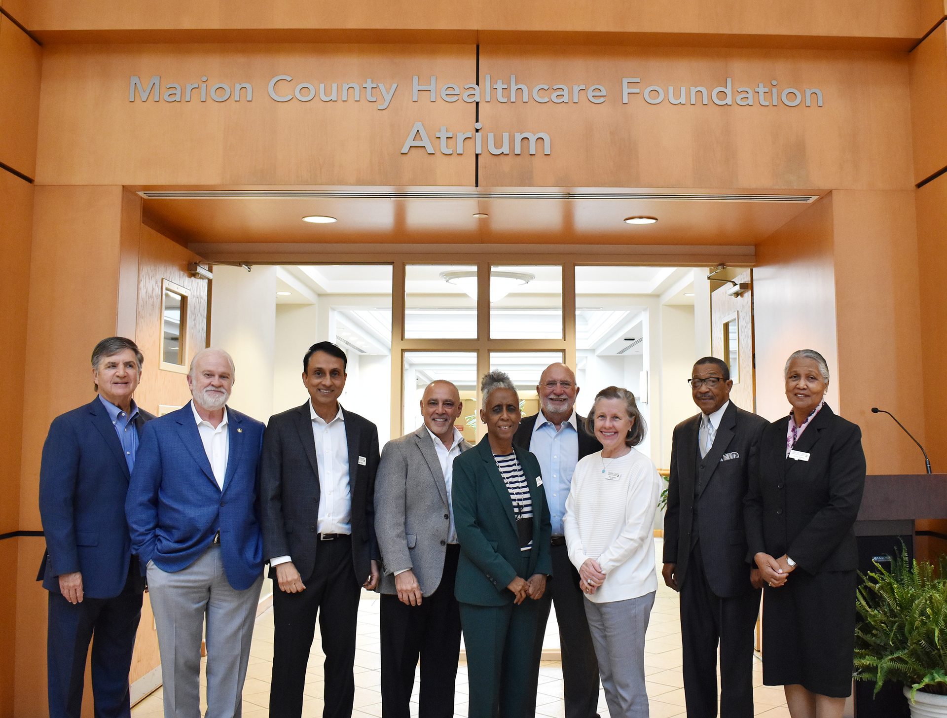 Group photo in the Marion County Healthcare Foundation Atrium